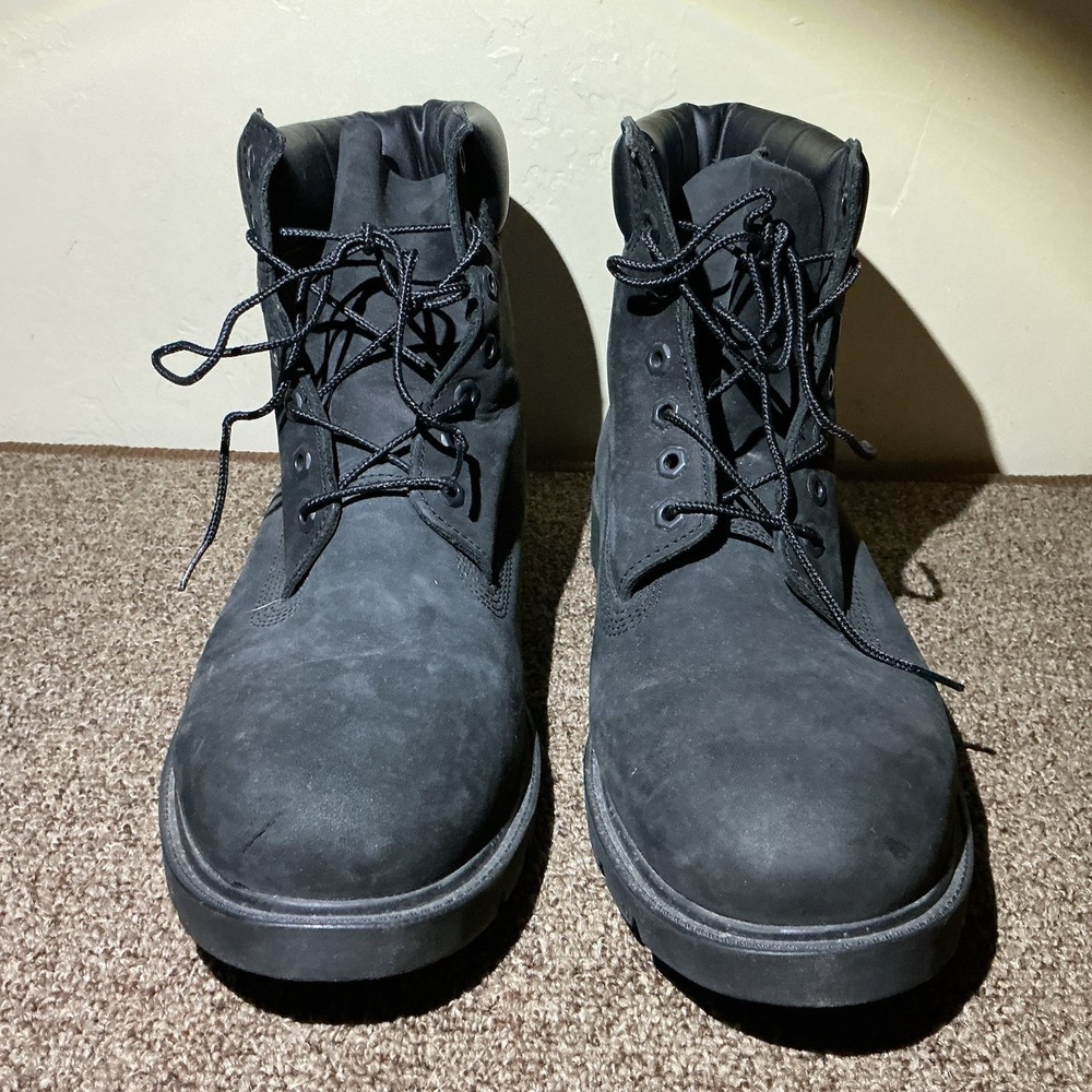 Timberland Black Nubuck Leather Boots Men 12/46 19038 6" 400‎ Gram Primaloft New